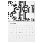 Zwarte en witte moderne typografie kalender (Mar 2027)