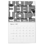 Zwarte en witte moderne typografie kalender (Feb 2027)