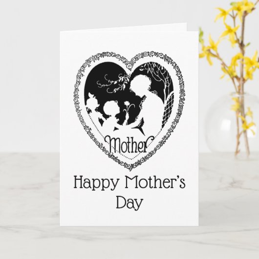 zwarte en witte moederdag kaart (Gele Bloem)