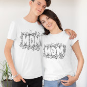 Zwarte en witte MOM l Flowers T-shirt