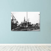 Zwarte en witte monochrome havikkers canvas afdruk (Insitu (Houten vloer))