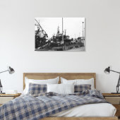 Zwarte en witte monochrome havikkers canvas afdruk (Insitu (Slaapkamer))