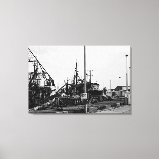 Zwarte en witte monochrome havikkers canvas afdruk (Voorkant)