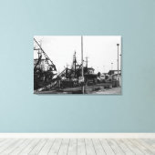 Zwarte en witte monochrome havikkers canvas afdruk (Insitu (Houten vloer))