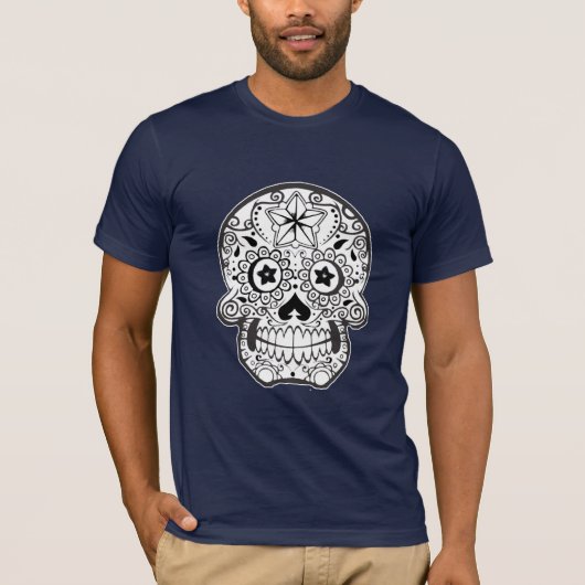 zwarte en witte monochrome shirt van de schedel (Voorkant)