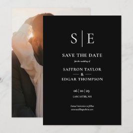Zwarte En Witte Monogram Foto Bruiloft Chic Save The Date