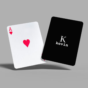 Zwarte en witte monogram, gepersonaliseerd pokerkaarten