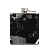 Zwarte en witte monogram Guitar-kolf Heupfles (Achterkant)