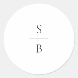 Zwarte en Witte Monogram Moderne Trouwfoto Ronde Sticker