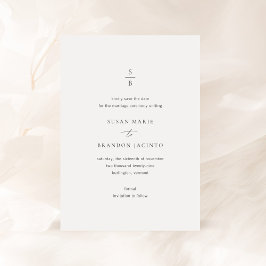 Zwarte en Witte Monogram Moderne Trouwfoto Save The Date