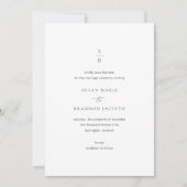 Zwarte en Witte Monogram Moderne Trouwfoto Save The Date (Voorkant)