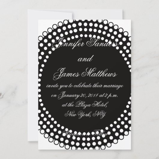 Zwarte en Witte Monogram Names Wedding Invitation Kaart (Achterkant)