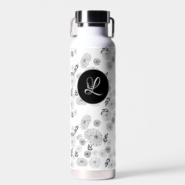 Zwarte en witte monogram Wilde Vloerdoppen Waterfles