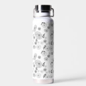 Zwarte en witte monogram Wilde Vloerdoppen Waterfles (Achterkant)