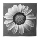 Zwarte en witte mooie bloem tegeltje (Voorkant)