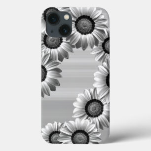 Zwarte en witte mooie bloemen Case-Mate iPhone case