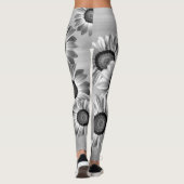 Zwarte en witte mooie bloemen leggings (Achterkant)
