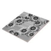 Zwarte en witte mooie bloemen tegeltje (Zijkant)