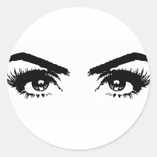 Zwarte en witte mooie Voman Eyes Lashes Ronde Sticker (Voorkant)