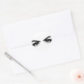 Zwarte en witte mooie Voman Eyes Lashes Ronde Sticker (Envelop)