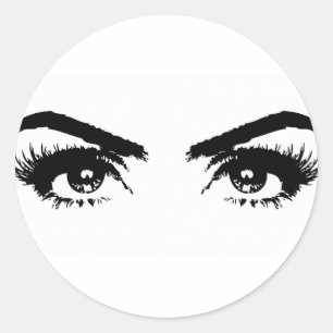 Zwarte en witte mooie Voman Eyes Lashes Ronde Sticker