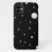 Zwarte en witte moons en sterren Case-Mate iPhone case (Achterkant)