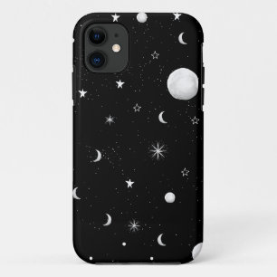Zwarte en witte moons en sterren Case-Mate iPhone case