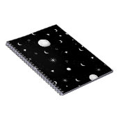 Zwarte en witte moons en sterren notitieboek (Rechterzijde)