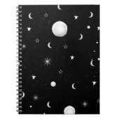 Zwarte en witte moons en sterren notitieboek (Voorkant)