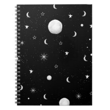 Zwarte en witte moons en sterren