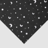 Zwarte en witte moons en sterren tissuepapier (Detail)