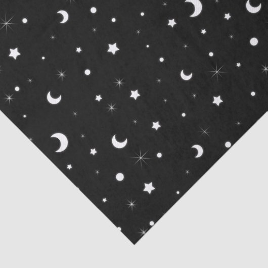 Zwarte en witte moons en sterren tissuepapier (Detail)