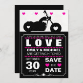 Zwarte en Witte Motorfiets Silhouet Save-the-Datek Kaart (Voorkant / Achterkant)