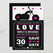 Zwarte en Witte Motorfiets Silhouet Save-the-Datek Save The Date (Voorkant / Achterkant)