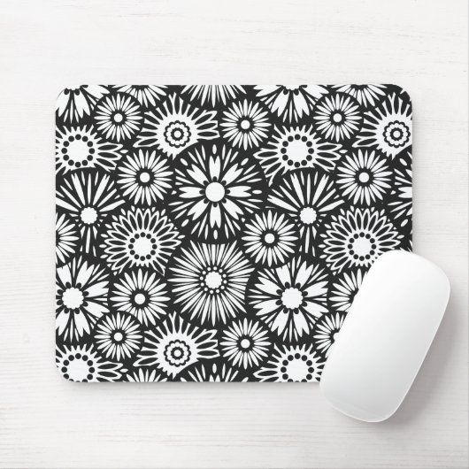 zwarte en witte mousepad muismat (Met muis)