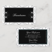 Zwarte en witte mousserende diamanten Elegant  Visitekaartje (Voorkant / Achterkant)