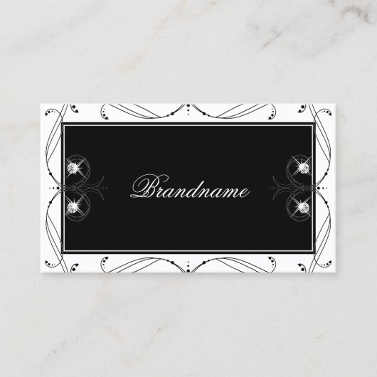 Zwarte en witte mousserende diamanten Elegant  Visitekaartje (Voorkant)