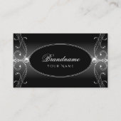 , zwarte en witte mousserende diamanten stijlvol visitekaartje (Voorkant)