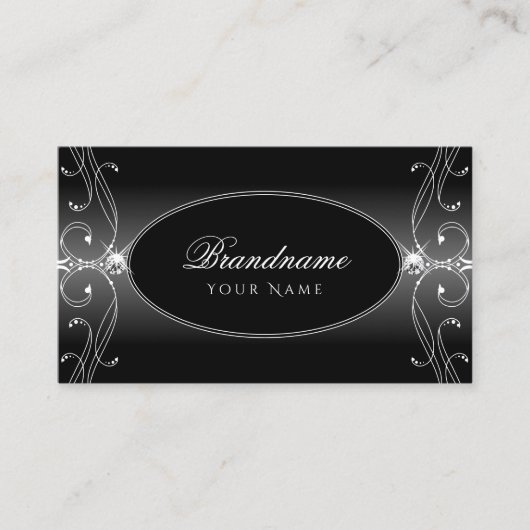 , zwarte en witte mousserende diamanten stijlvol visitekaartje (Voorkant)
