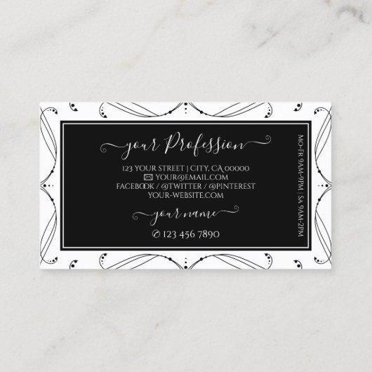 Zwarte en witte mousserende diamanten Voeg  Logo t Visitekaartje (Achterkant)