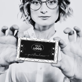 Zwarte en witte mousserende diamanten Voeg  Logo t Visitekaartje