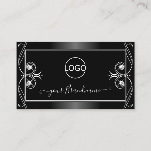  zwarte en witte mousserende diamanten voegen Logo Visitekaartje (Voorkant)
