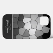 Zwarte en witte mozaïektegels, persoonlijk Monogra Case-Mate iPhone Case (Achterkant (horizontaal))