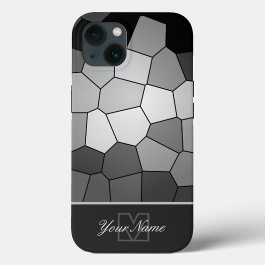 Zwarte en witte mozaïektegels, persoonlijk Monogra Case-Mate iPhone Case (Achterkant)
