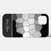 Zwarte en witte mozaïektegels, persoonlijk Monogra Case-Mate iPhone Case (Achterkant (horizontaal))