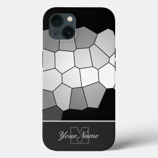 Zwarte en witte mozaïektegels, persoonlijk Monogra Case-Mate iPhone Case (Achterkant)