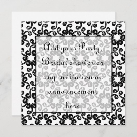 Zwarte en Witte Multifunctionele Uitnodiging (Voorkant / Achterkant)