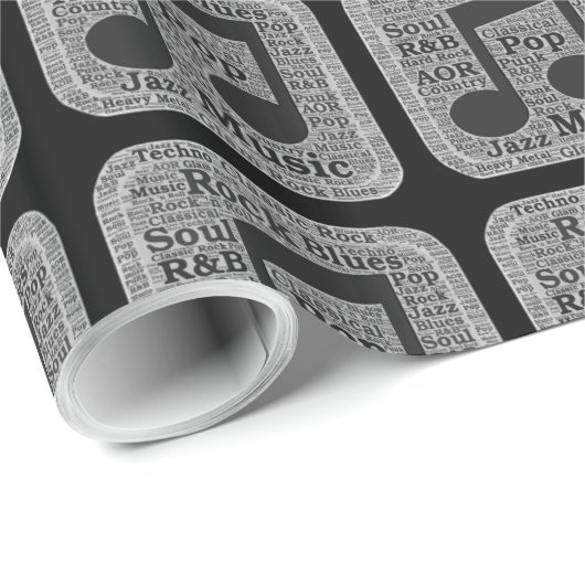  zwarte en witte muziekgenres cadeaupapier (Rol Hoek)