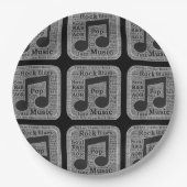  zwarte en witte muziekgenres papieren bordje (Voorkant)