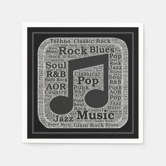  zwarte en witte muziekgenres servet (Voorkant)